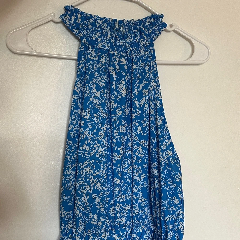 Blue Floral Halter Dress - Picture 1 of 2